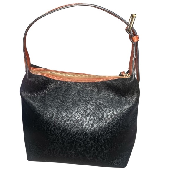 Dooney & Bourke Pebble Grain Paige Shoulder Bag Black Leather Tan Leather Accent - Picture 5 of 9